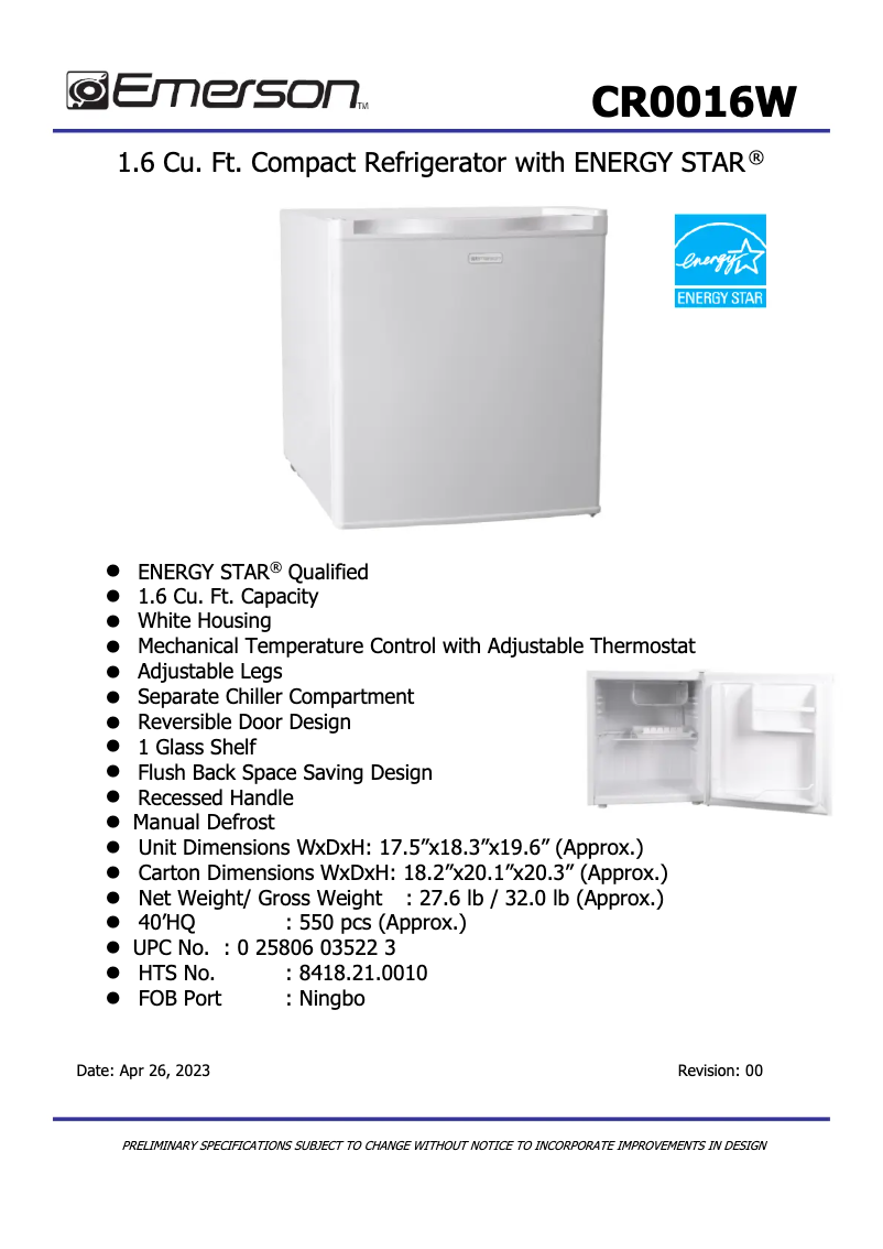 Imagen de la primera página del manual del dispositivo CR0016W