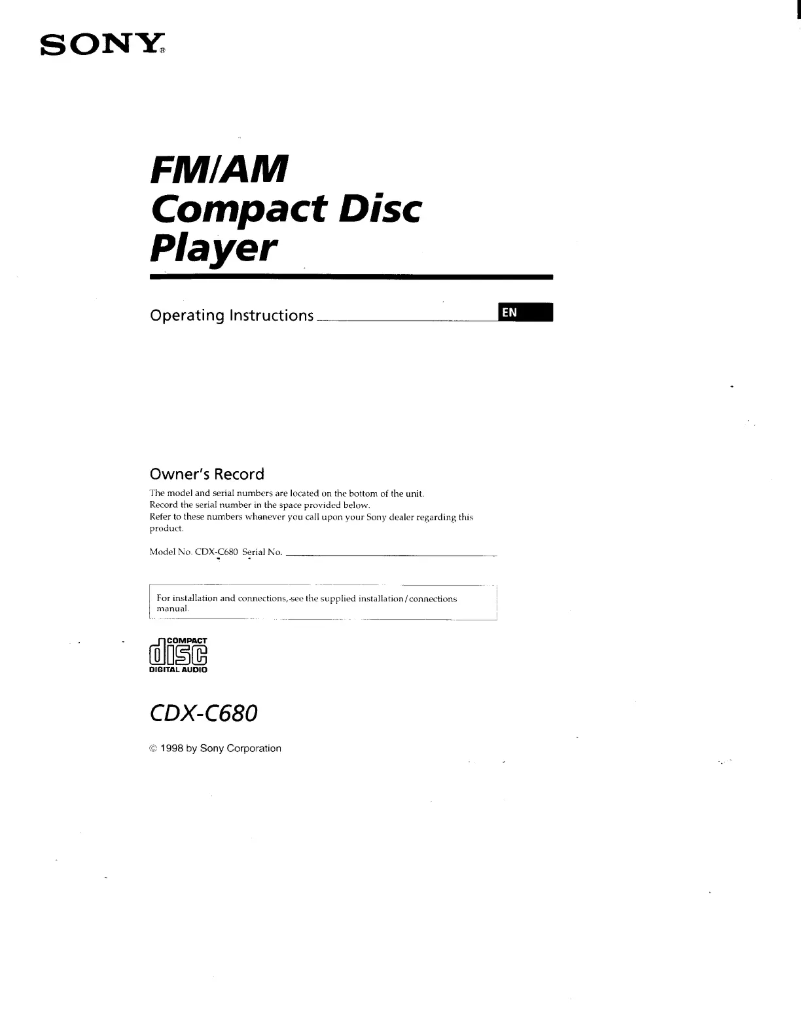 Imagen de la primera página del manual del dispositivo CDX-C680