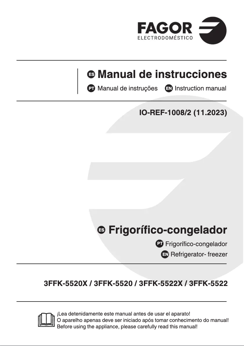 Página 1 del manual Manual de usuario Fagor 3FFK-5522X