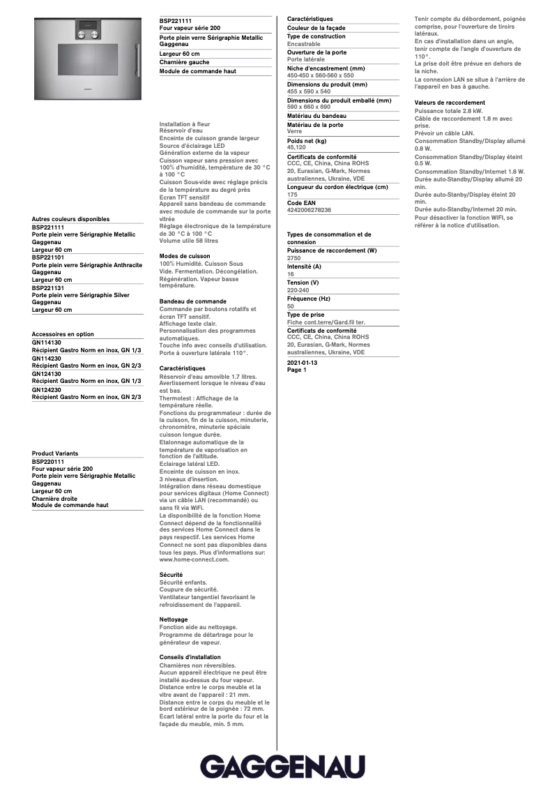 Imagen de la primera página del manual del dispositivo BSP221111