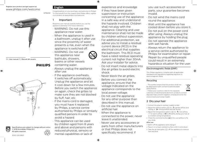 Imagen de la primera página del manual del dispositivo ThermoProtect HP8640