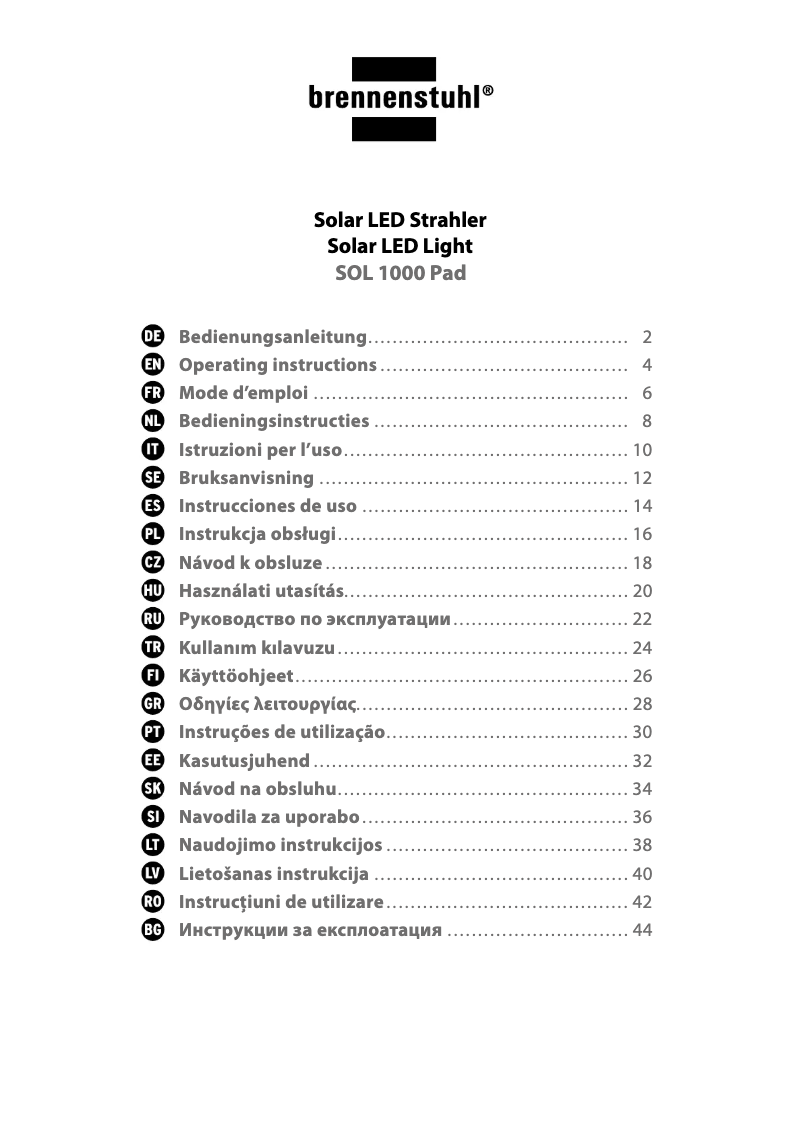 Página 1 del manual Manual de usuario Brennenstuhl SOL 1000 Pad