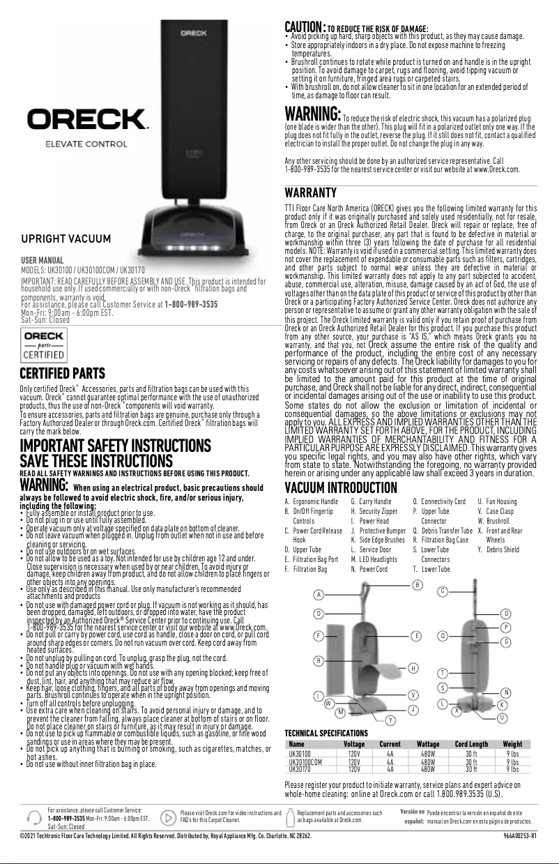 Imagen de la primera página del manual del dispositivo Elevate Control