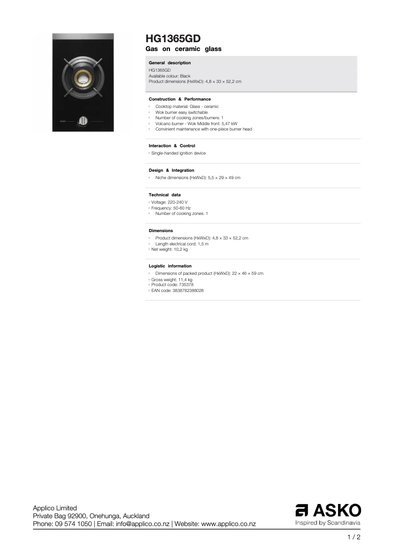 Imagen de la primera página del manual del dispositivo HG1365GD