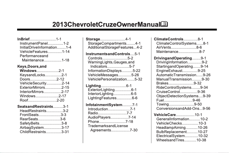 Página 1 del manual Manual de usuario Chevrolet Cruze (2013)