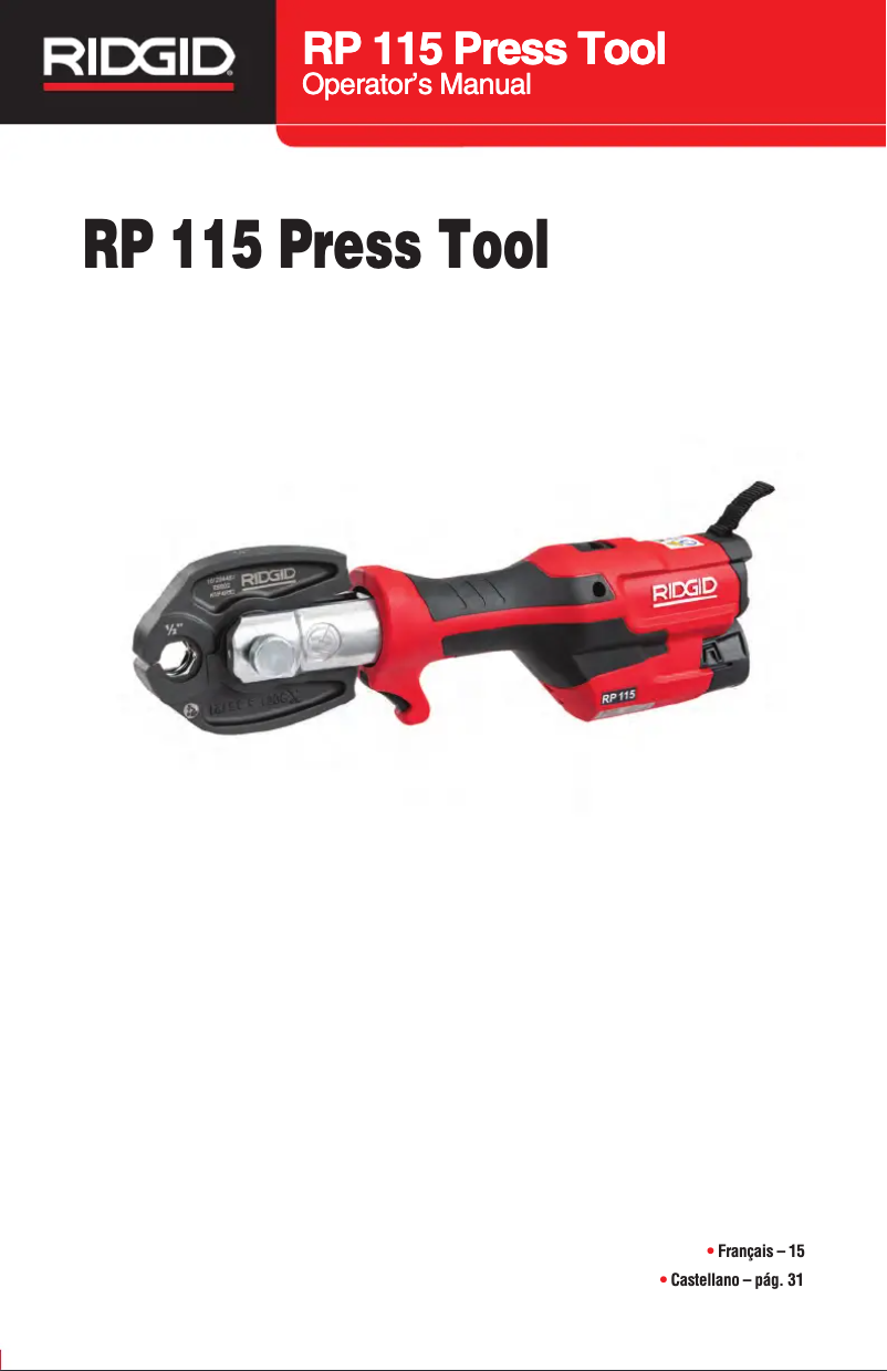 Página nº 1 - Manual de usuario Ridgid RP 115