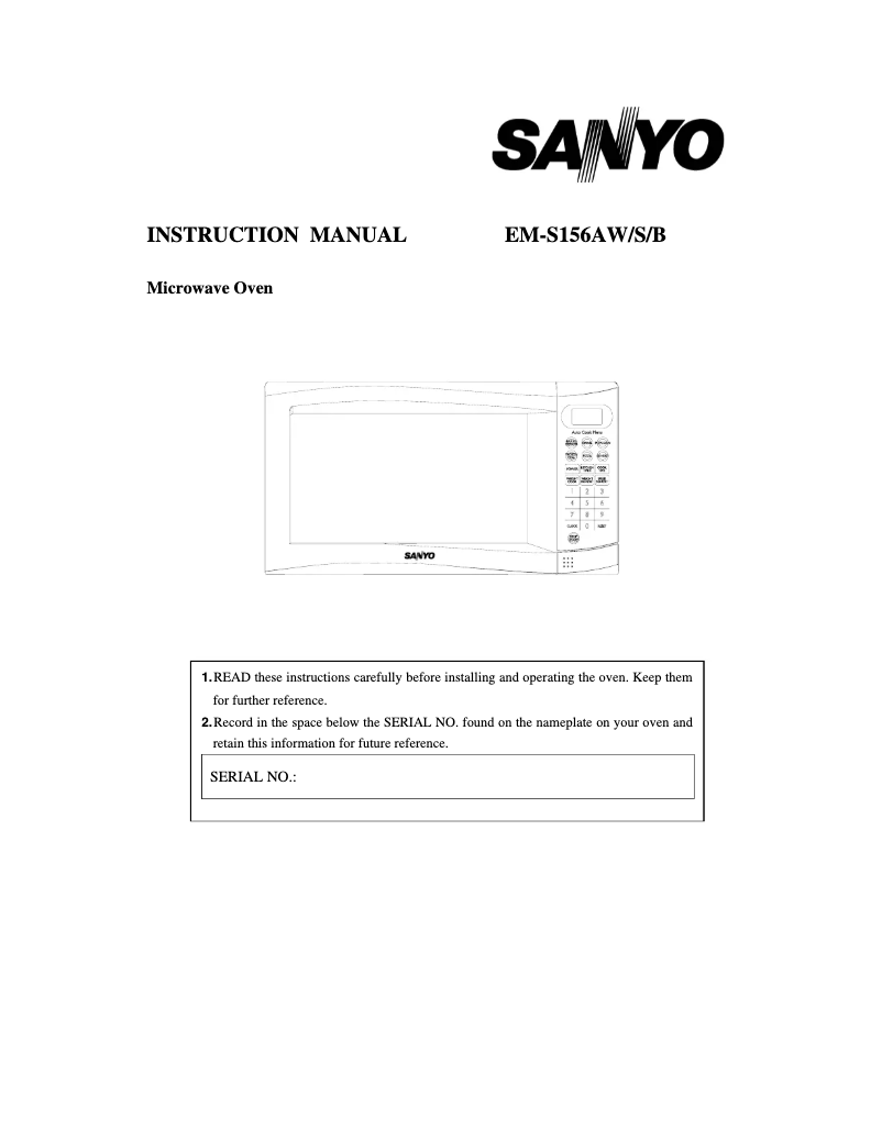 Página 1 del manual Manual de usuario Sanyo EM-S156AW