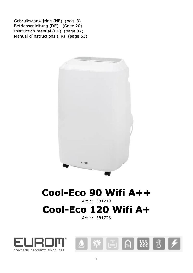 Página 1 del manual Manual de usuario Eurom Cool-Eco 120 wifi A+