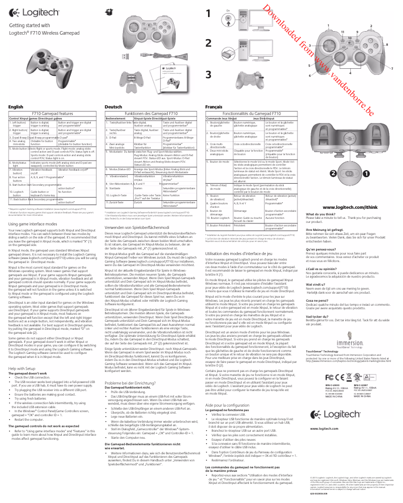 Página nº 1 - Manual de usuario Logitech F710
