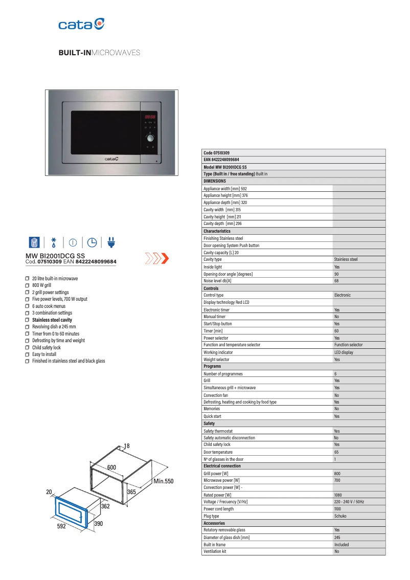 Página 1 del manual Manual de usuario CATA MW BI2001DCG SS