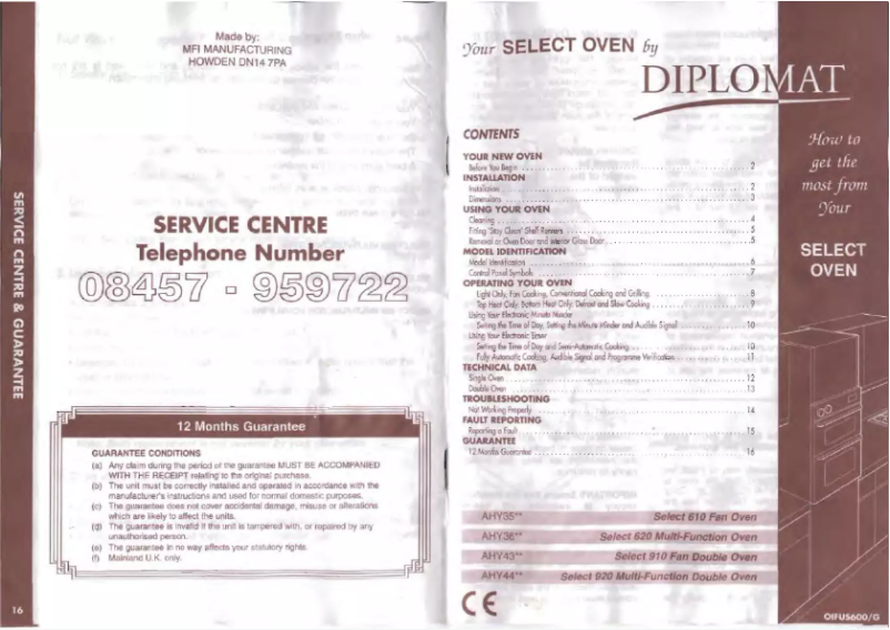 Imagen de la primera página del manual del dispositivo Select AHY4410