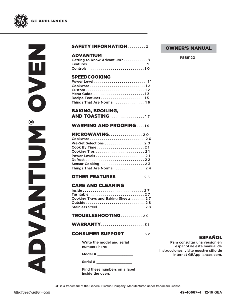 Imagen de la primera página del manual del dispositivo PSB9120EFES