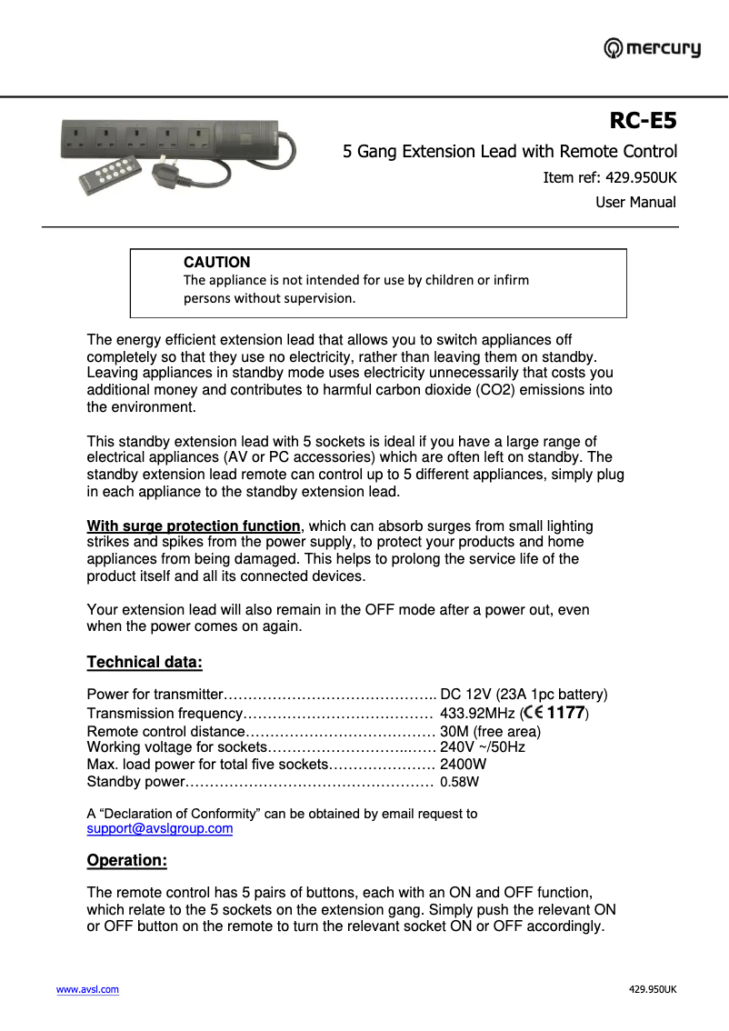 Página 1 del manual Manual de usuario Mercury RC-E5