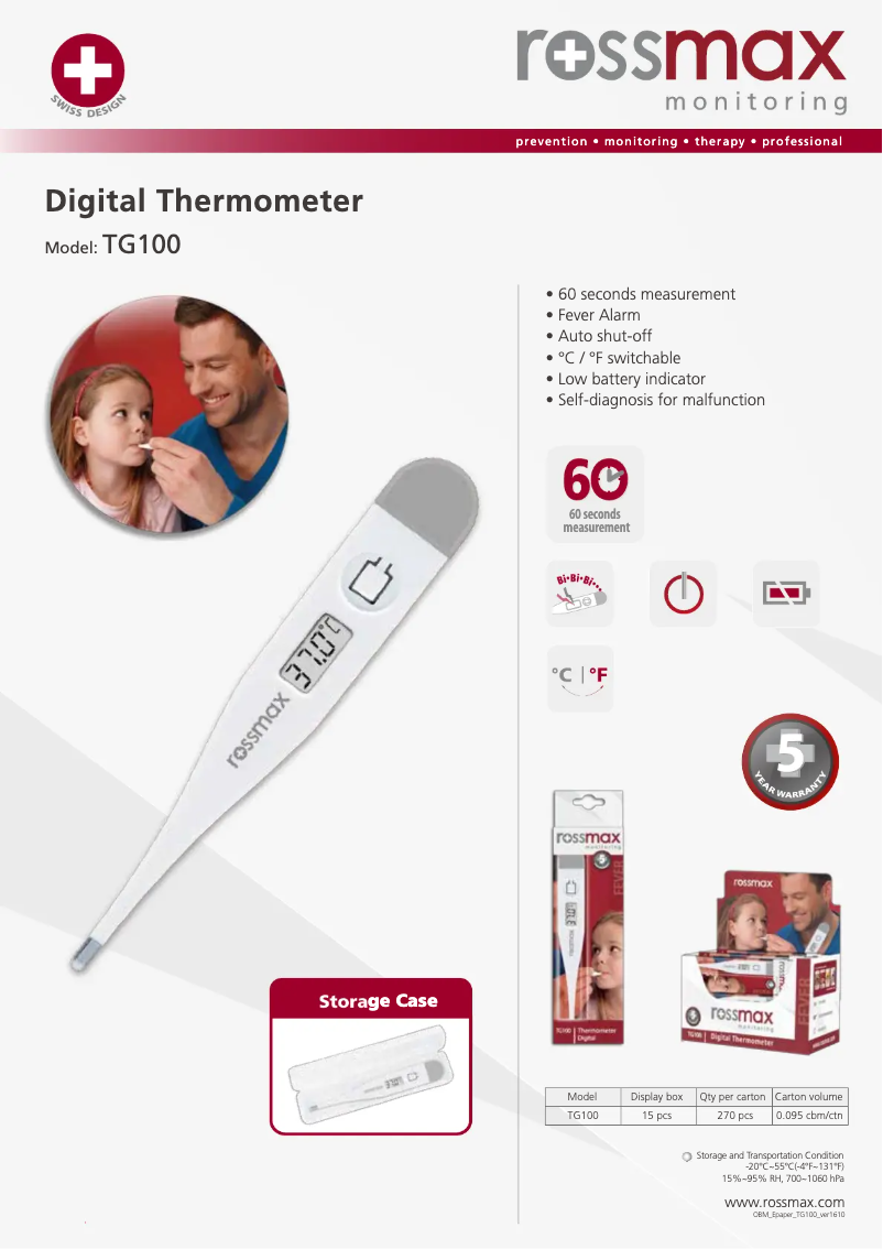 Página 1 del manual Folleto Rossmax TG100