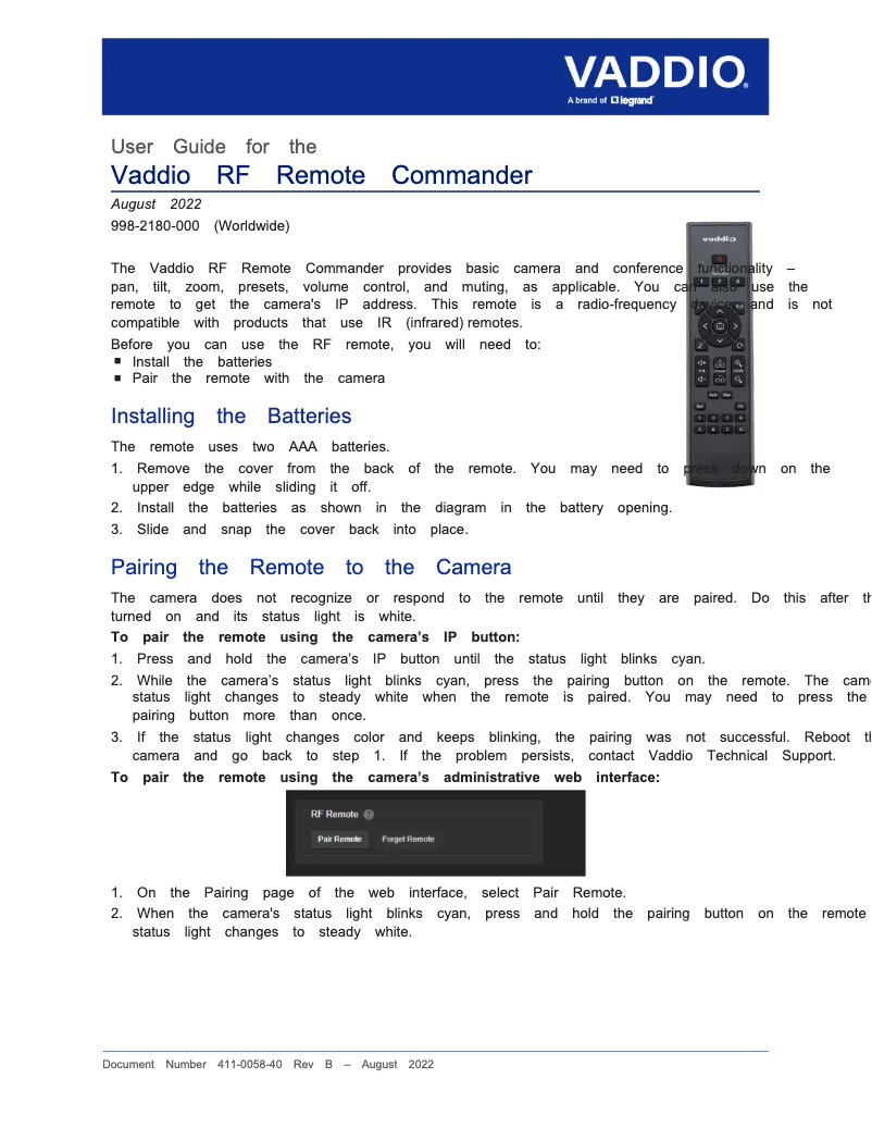 Página 1 del manual Manual de usuario Vaddio IntelliSHOT-M
