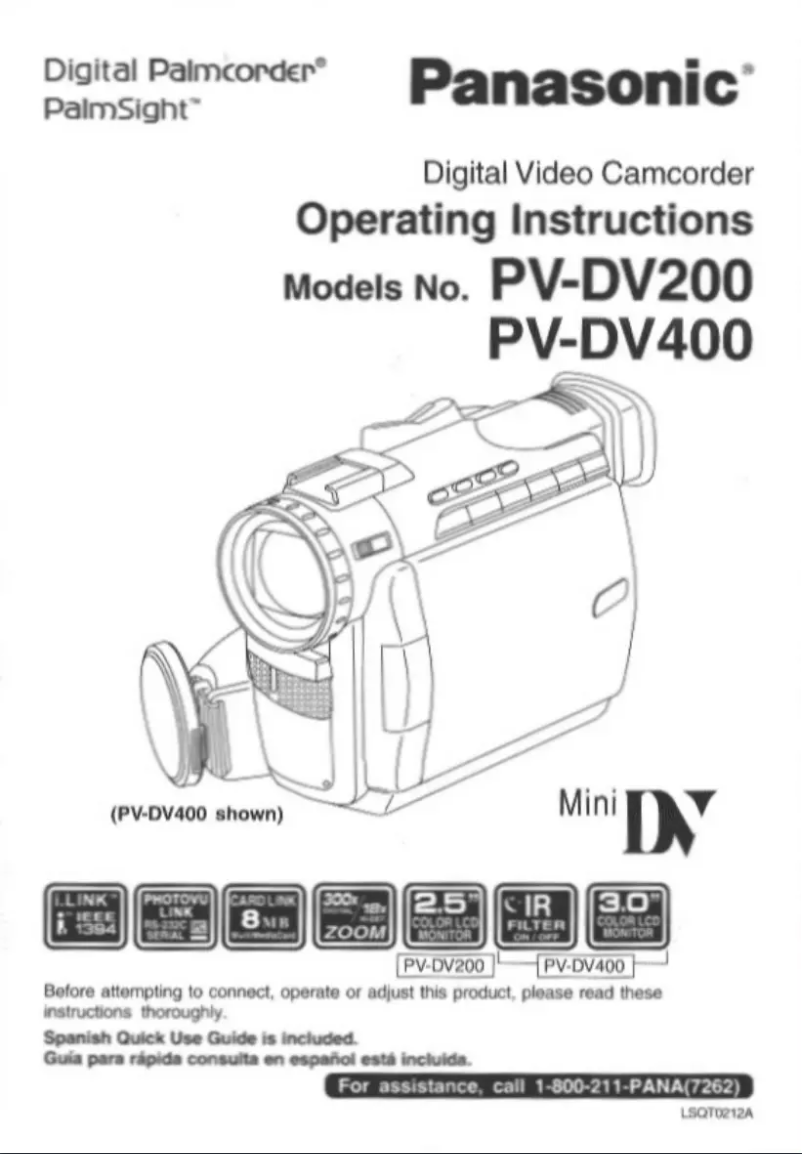 Imagen de la primera página del manual del dispositivo PV-DV400