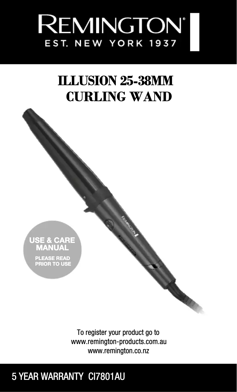 Página 1 del manual Manual de usuario Remington Illusion CI7801AU