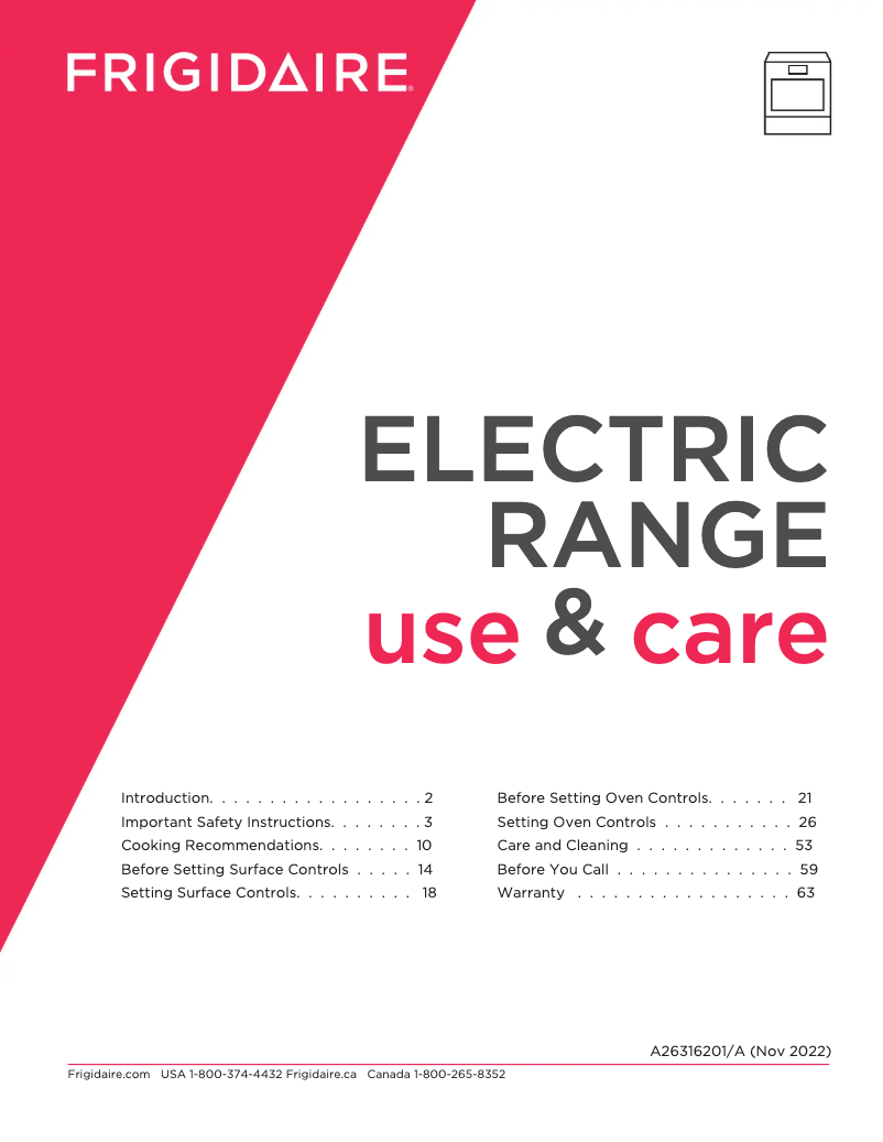 Página 1 del manual Manual de usuario Frigidaire GCFE3060BD