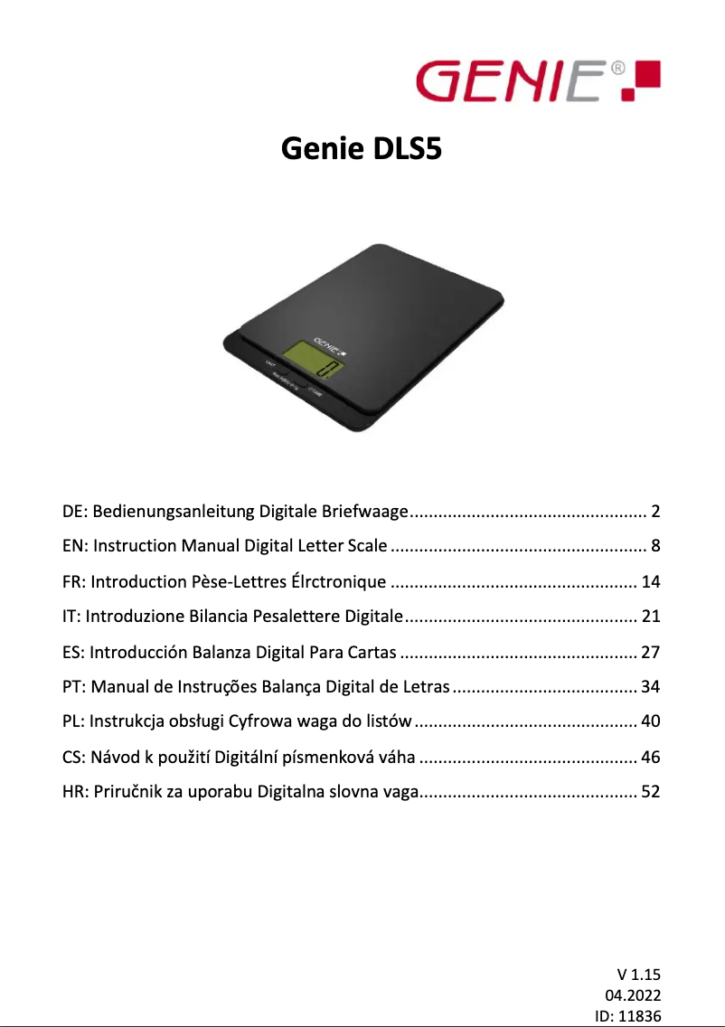 Página 1 del manual Manual de usuario Genie DLS 5