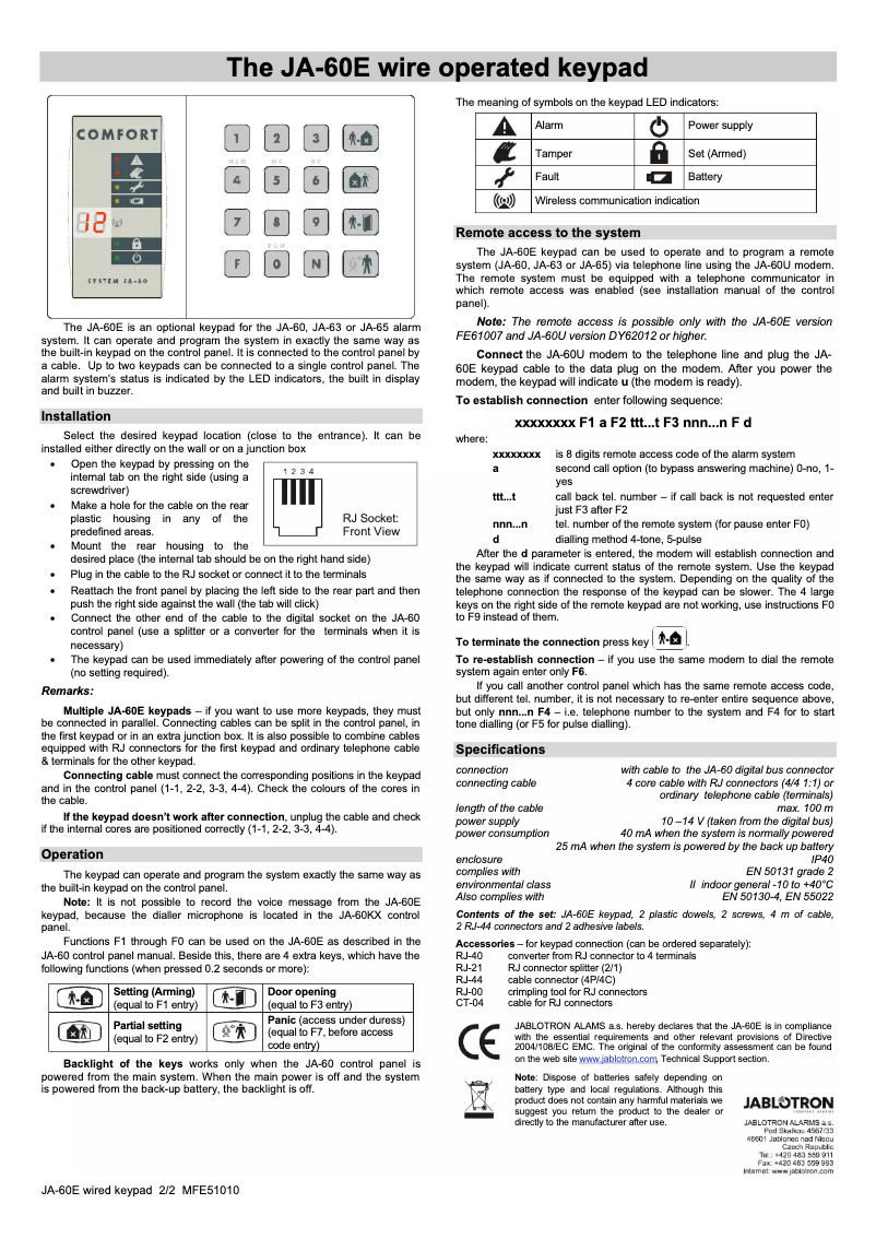 Página nº 1 - Manual de usuario Joblotron JA-60E