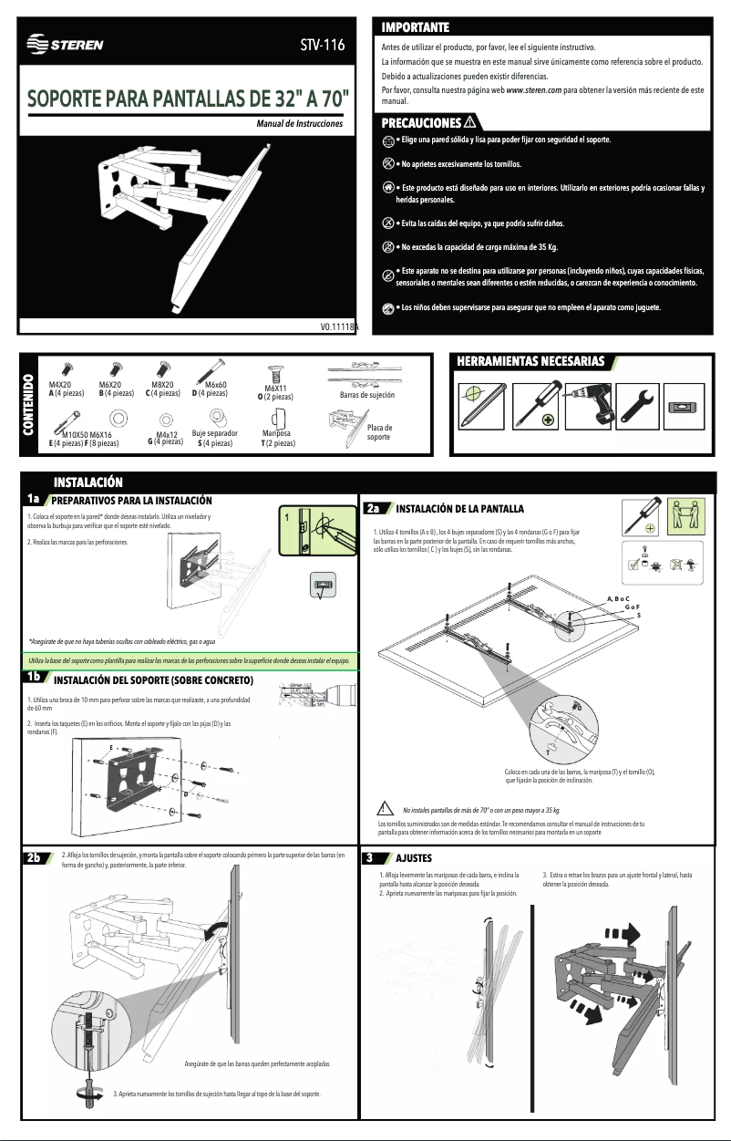 Imagen de la primera página del manual del dispositivo STV-116