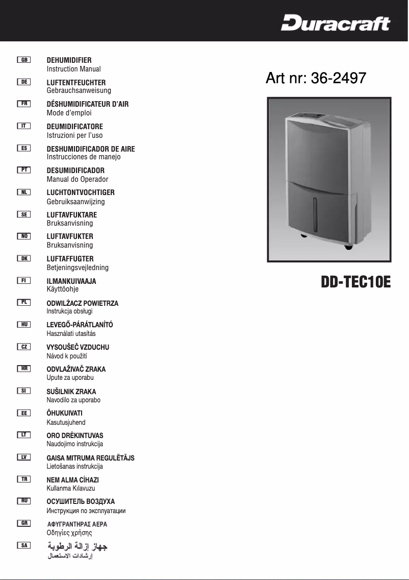 Página 1 del manual Manual de usuario Duracraft DD-TEC10E