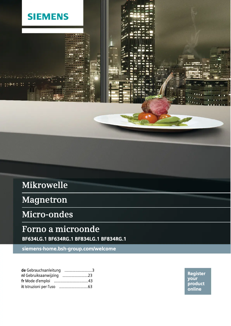 Página 1 del manual Manual de usuario Siemens BF834LGB1