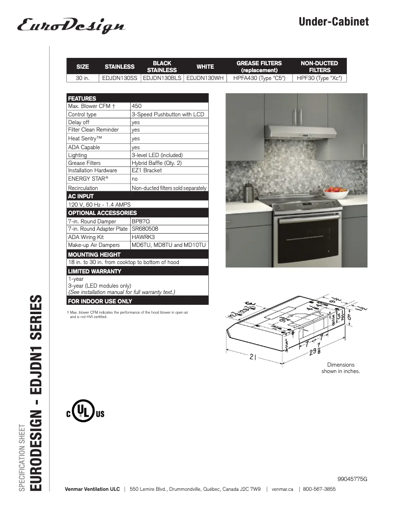 Imagen de la primera página del manual del dispositivo EDJDN130WH
