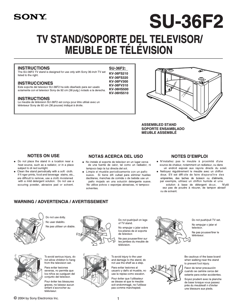 Página 1 del manual Manual de usuario Sony KV-36FV310