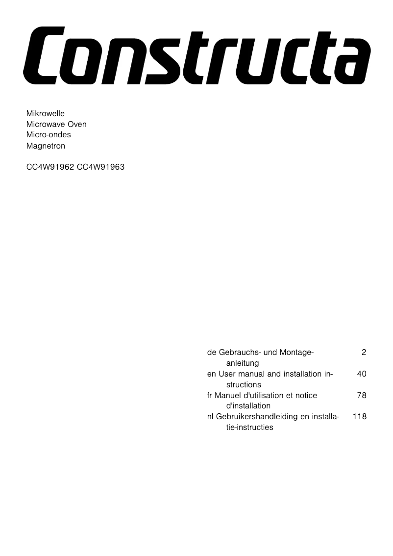Página 1 del manual Manual de usuario Constructa CC4W91963