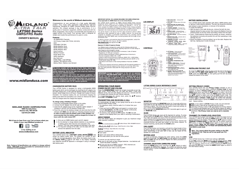 Página 1 del manual Manual de uso y mantenimiento Midland LXT560VP3