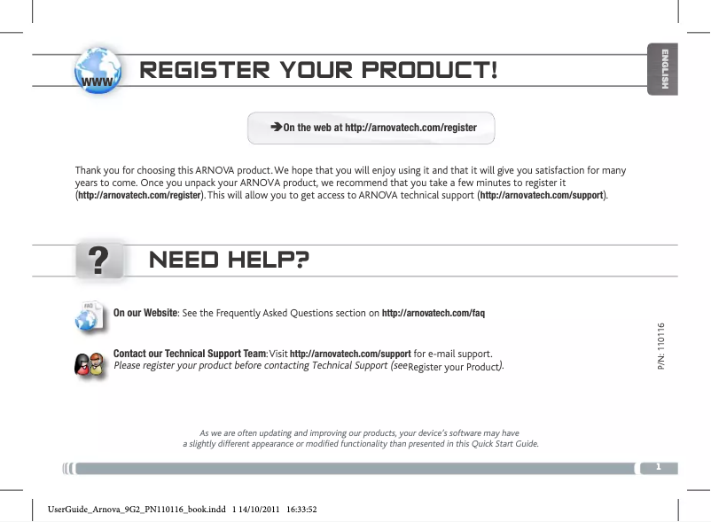 Imagen de la primera página del manual del dispositivo Arnova 9 G2