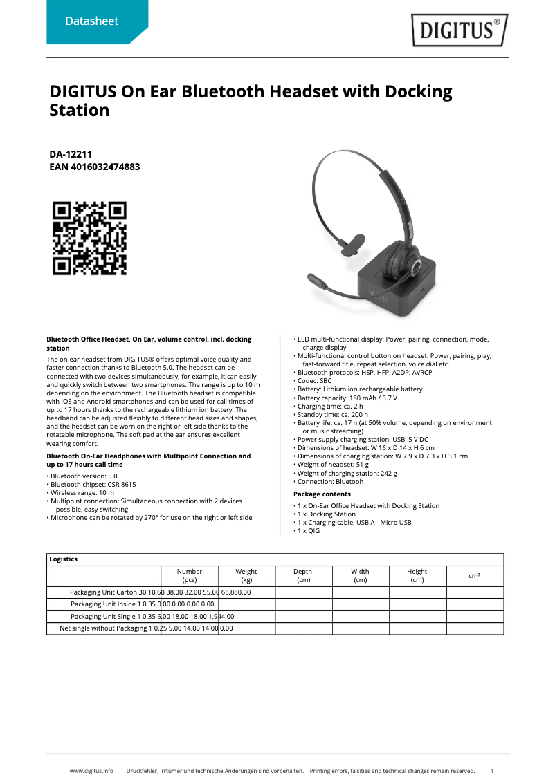Imagen de la primera página del manual del dispositivo DA-12211