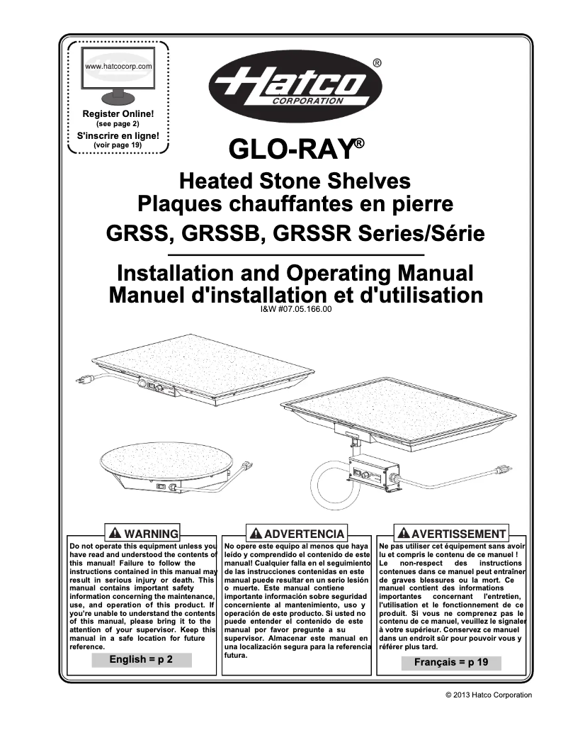 Imagen de la primera página del manual del dispositivo Glo-Ray GRSS-7218