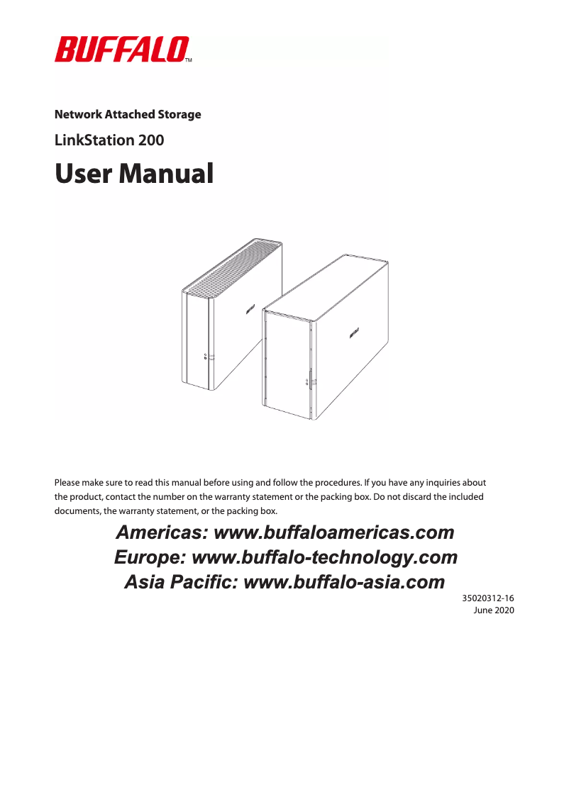 Imagen de la primera página del manual del dispositivo LinkStation 220DR