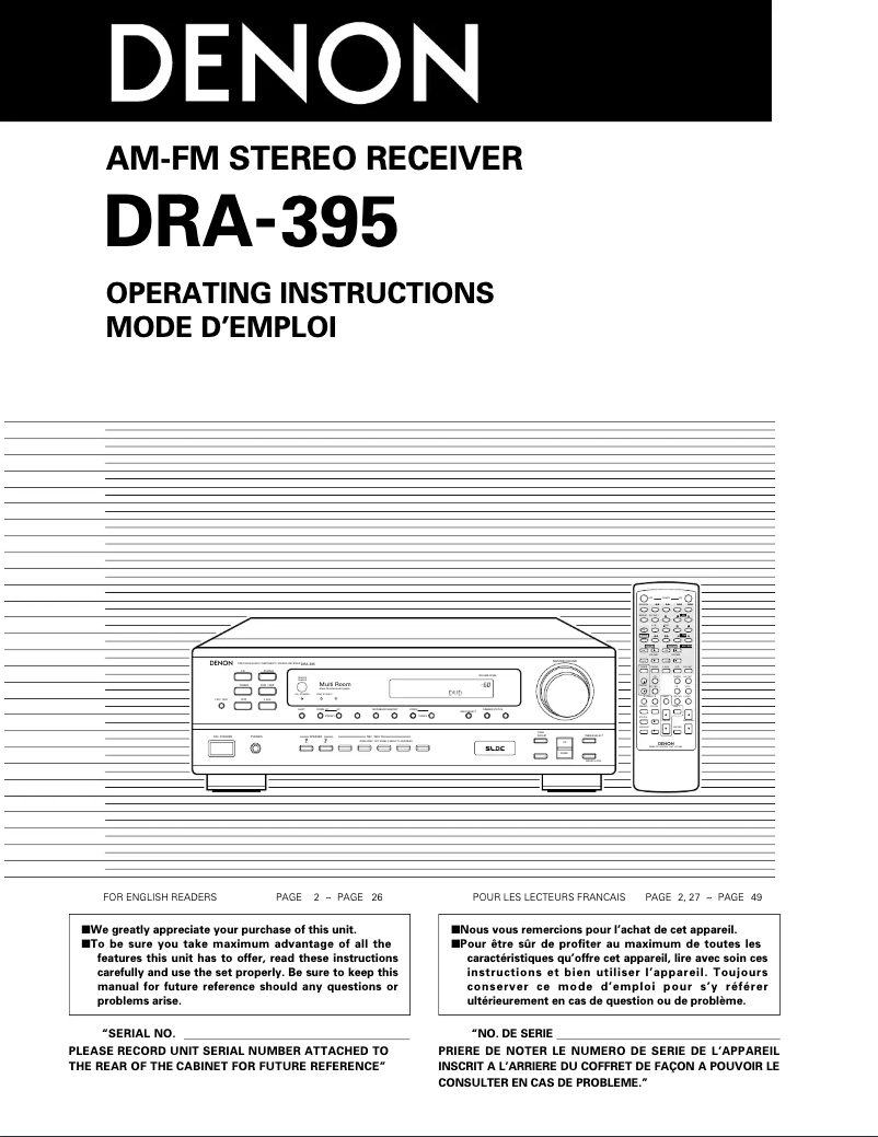 Imagen de la primera página del manual del dispositivo DRA395