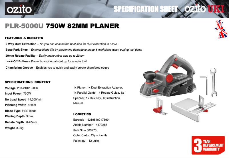 Imagen de la primera página del manual del dispositivo PLR-5000U