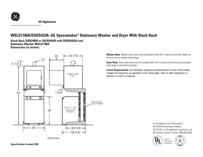 Imagen de la primera página del manual del dispositivo WSLS1100AWW