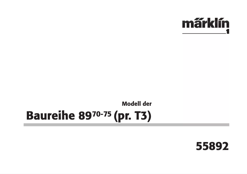 Página 1 del manual Manual de usuario Märklin 55892 BR 89.70-75 DRG Tank
