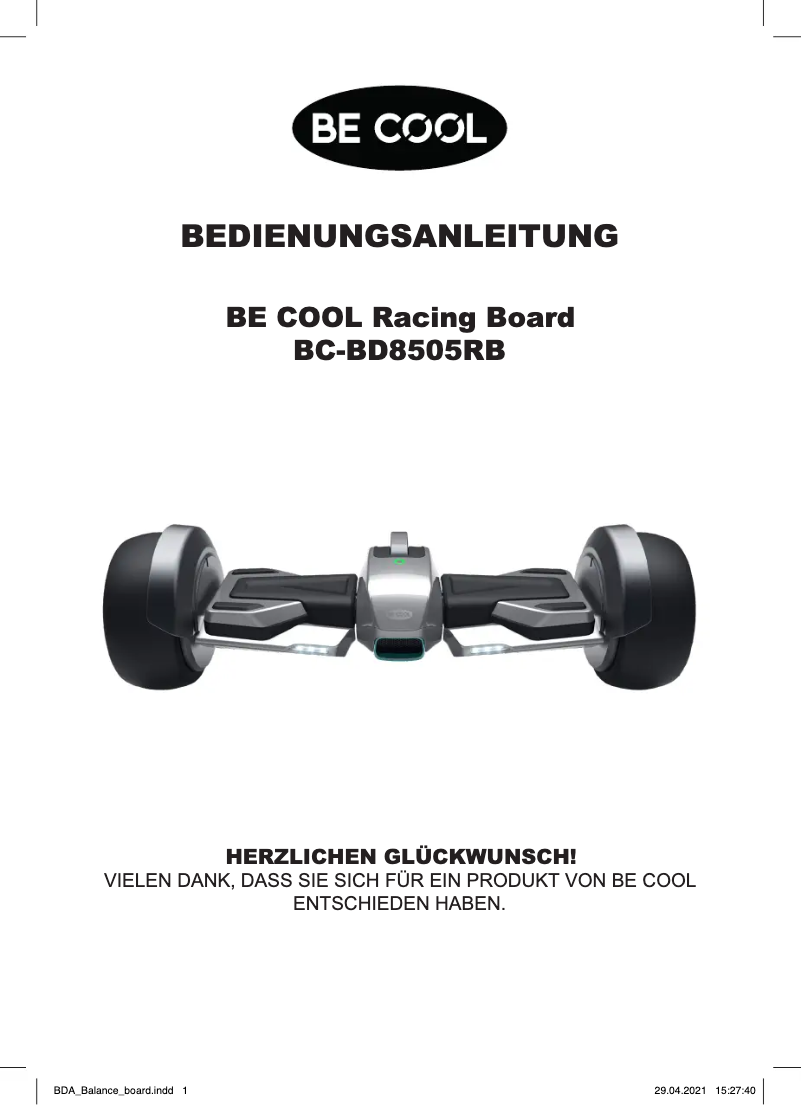 Página 1 del manual Manual de usuario Be Cool BC-BD8505RB