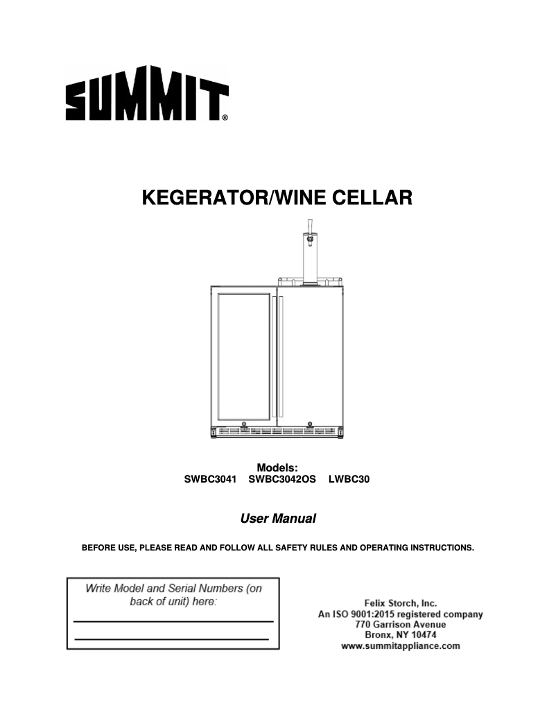 Página 1 del manual Manual de usuario Summit SWBC3041