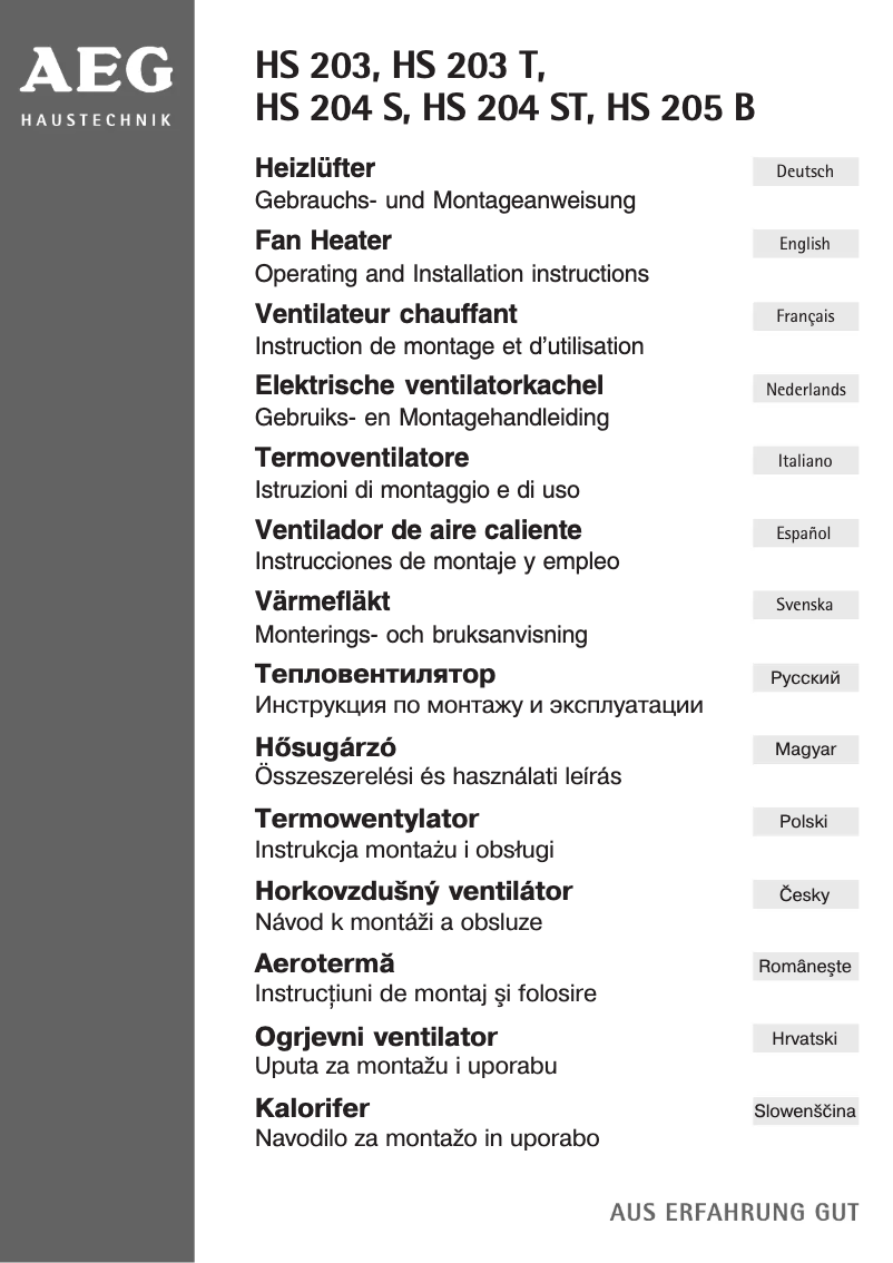 Imagen de la primera página del manual del dispositivo HS 205 B