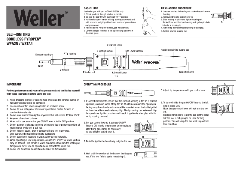 Página 1 del manual Manual de usuario Weller WPA2N