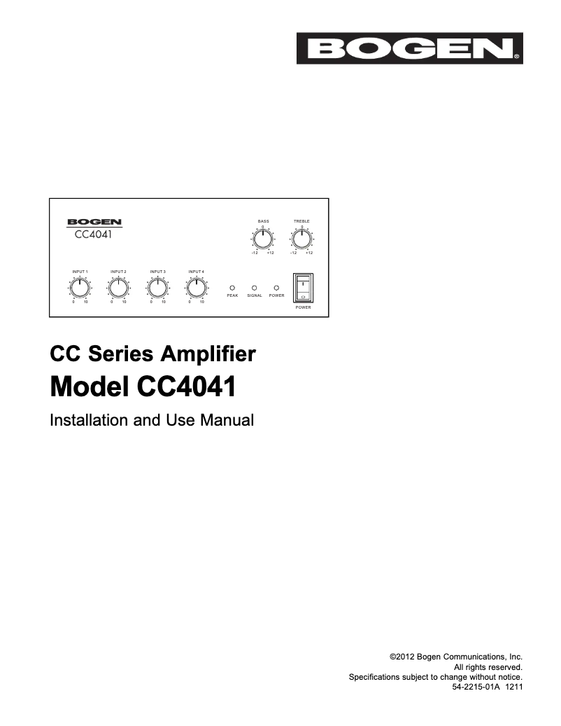 Página 1 del manual Manual de usuario Bogen CC4041