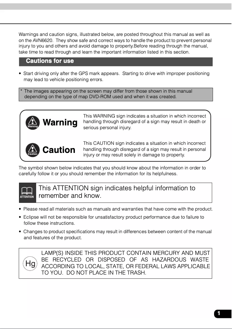 Página 1 del manual Manual de usuario Eclipse AVN6620