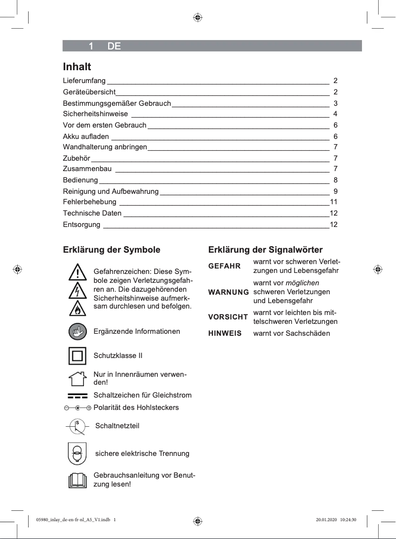 Página 1 del manual Manual de usuario Cleanmaxx 05980200125