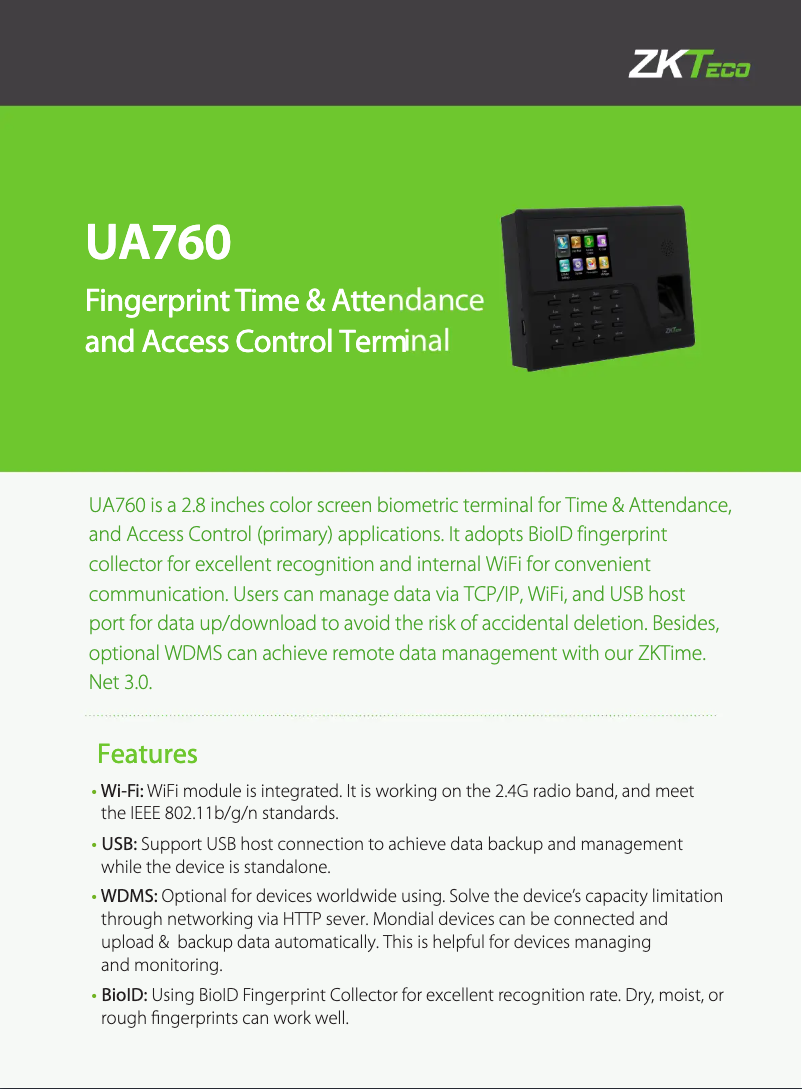 Imagen de la primera página del manual del dispositivo UA760