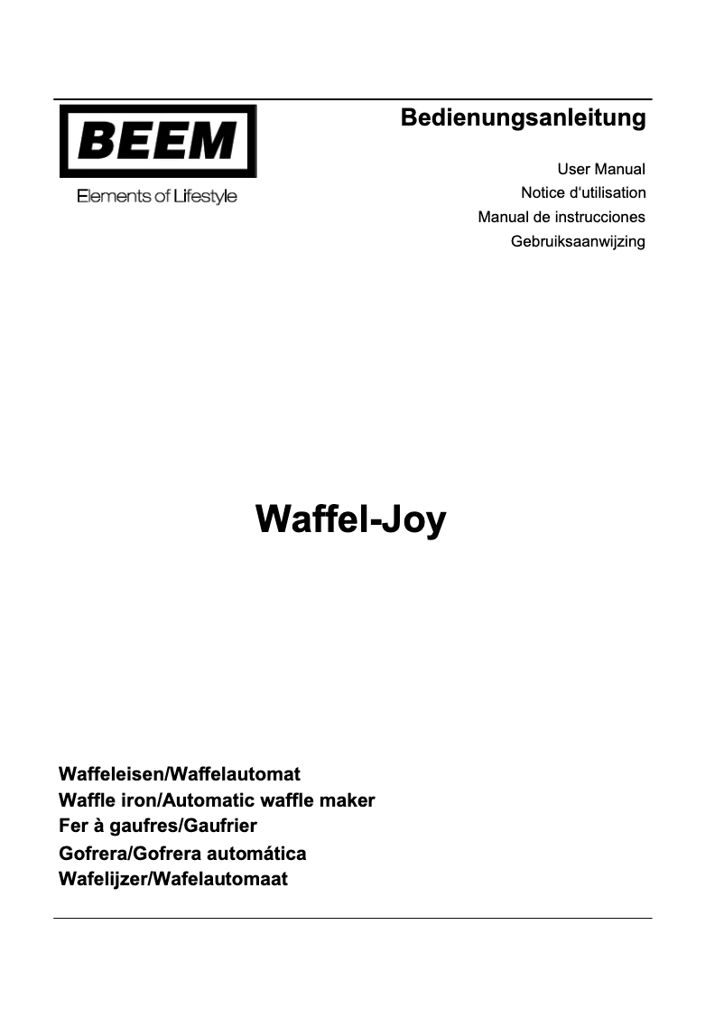 Imagen de la primera página del manual del dispositivo Waffel-Joy DUO