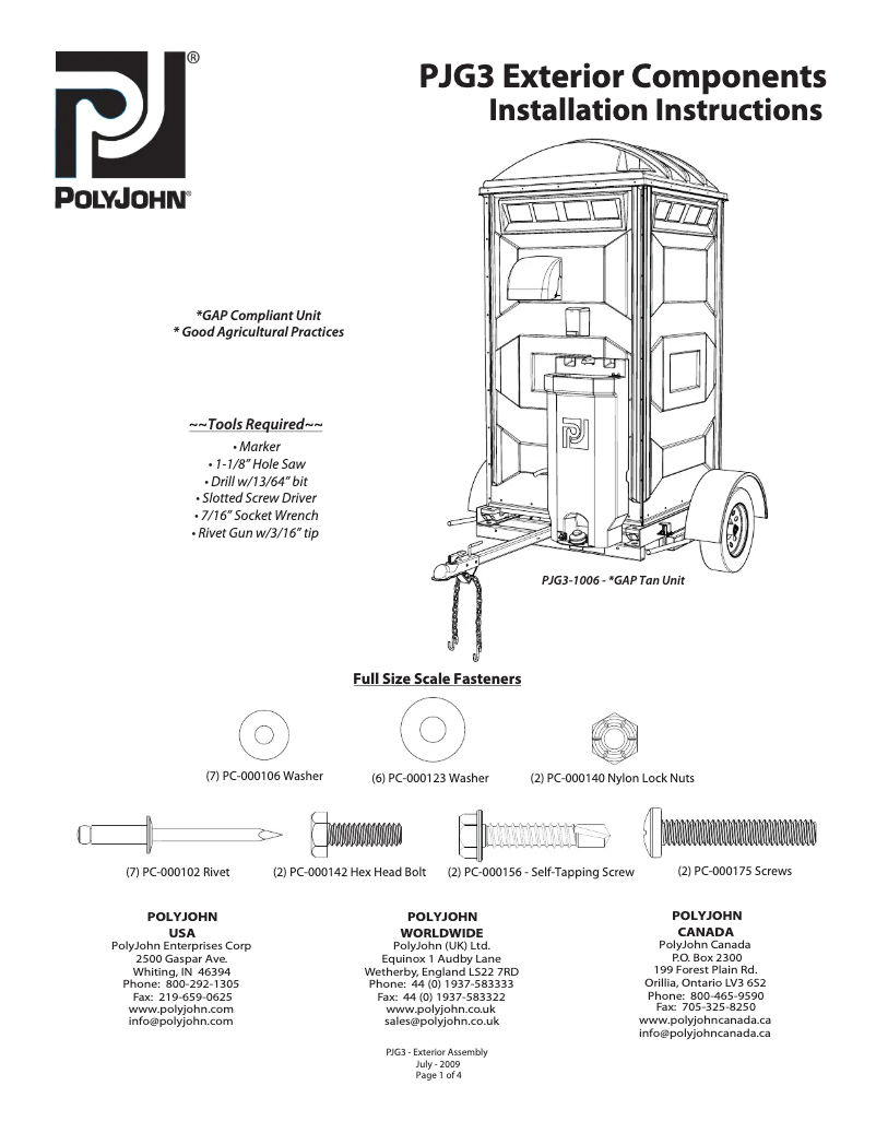Imagen de la primera página del manual del dispositivo PJG3-1012