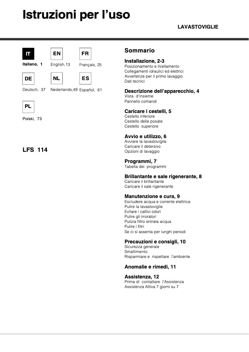 Imagen de la primera página del manual del dispositivo LFS 114 BK/HA